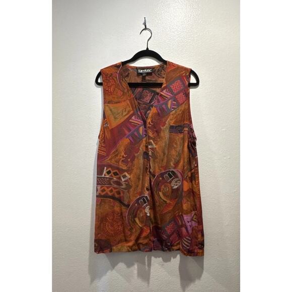 Karen Kane Jackets & Blazers - Vintage Karen Kane Size Medium Artsy Vest USA Made Rayon Tie Back Festival Boho